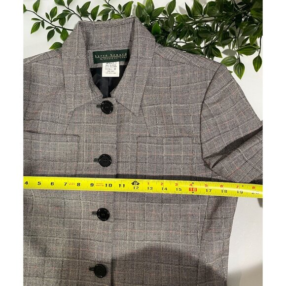 Harve Benard Womens Gray Plaid Wool Blazer Jacket Size 12 With Button Front - Picture 12 of 15